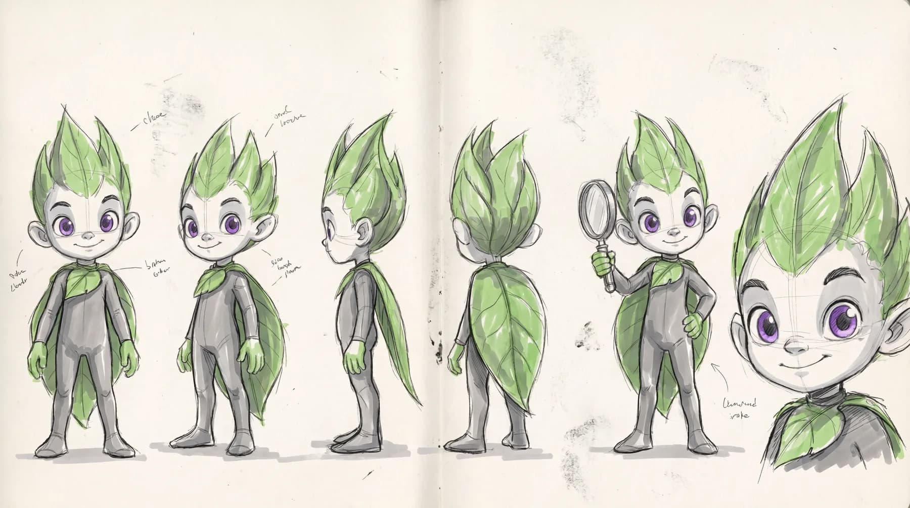 Venn character turnaround — concept sketch