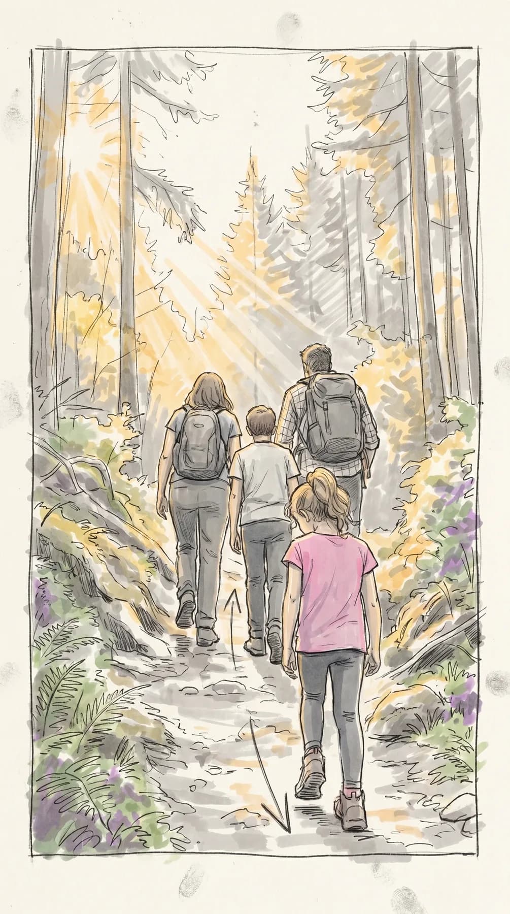 Shot 1 'The dragging hike' — storyboard sketch