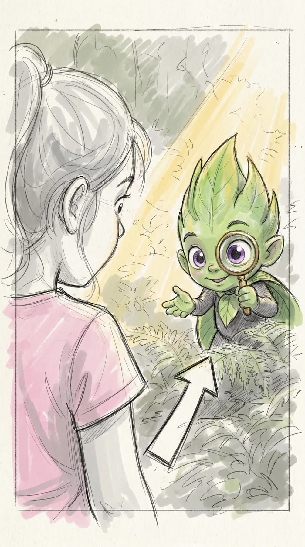 Shot 2 'Venn appears' — storyboard sketch