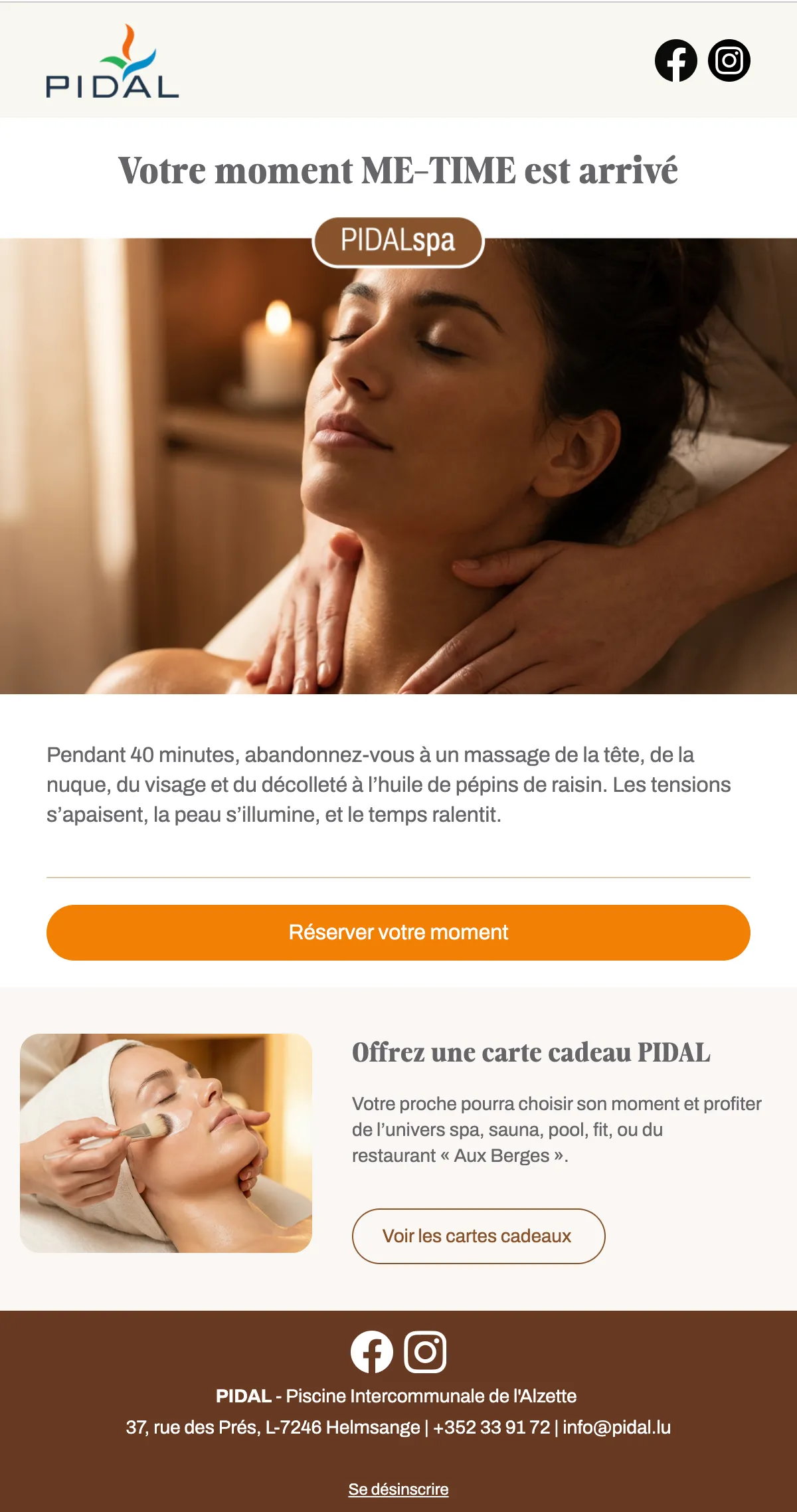 PIDAL Spa Email Campaign